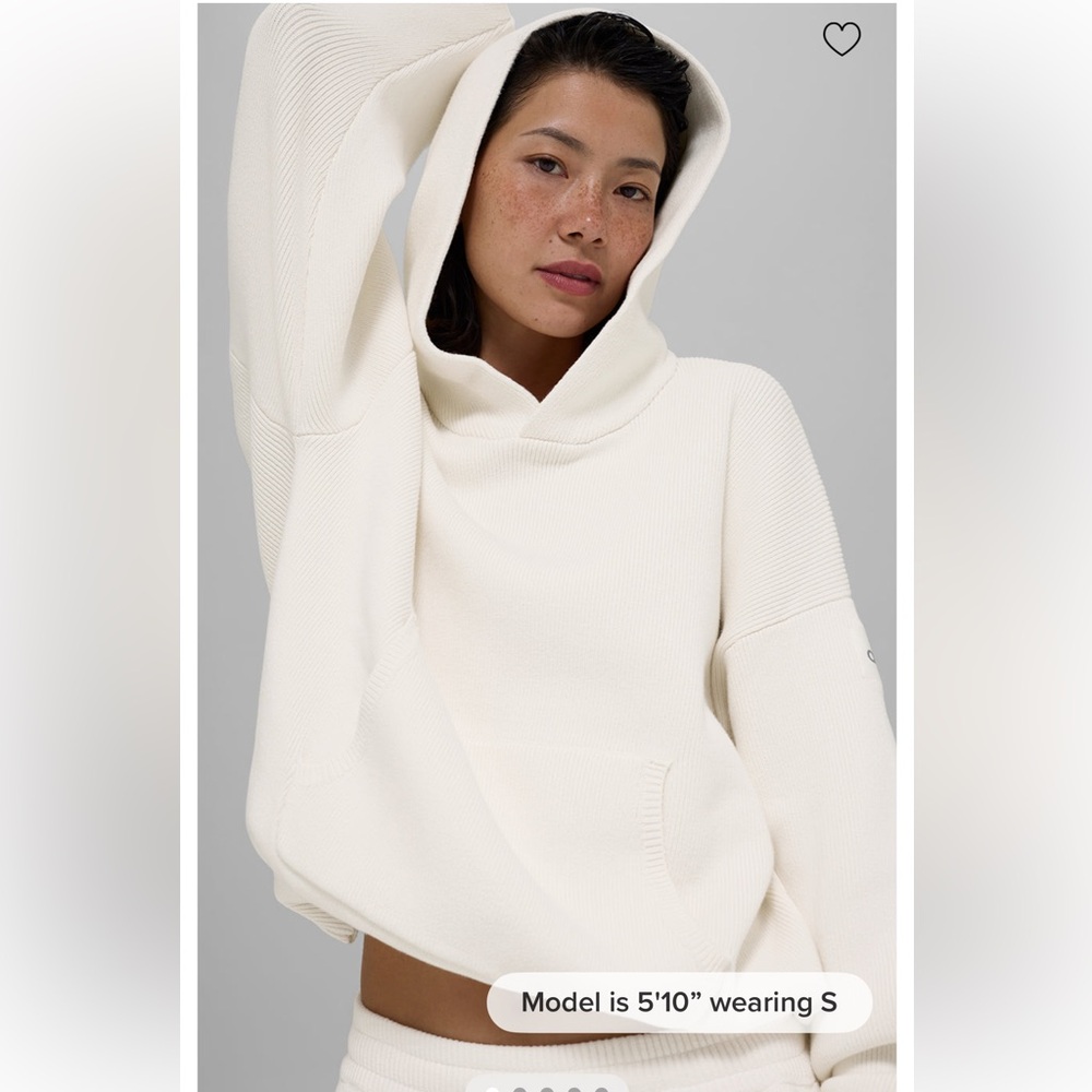 NWT ALO Yoga - Scholar Hooded Sweater - Ivory, UNISEX Size Small